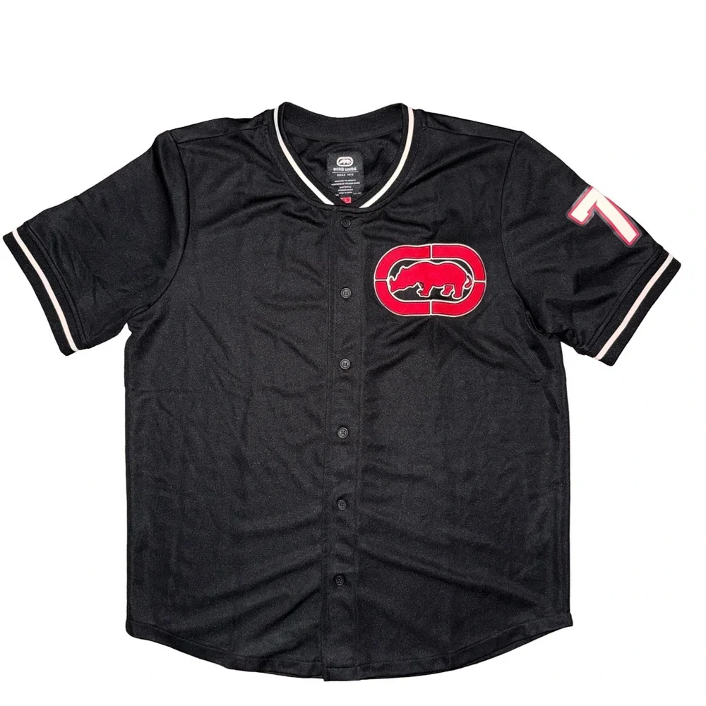 Ecko Unltd. Black‎ Short Sleeve Embroidered Logo Jersey Shirt Skater Streetwear